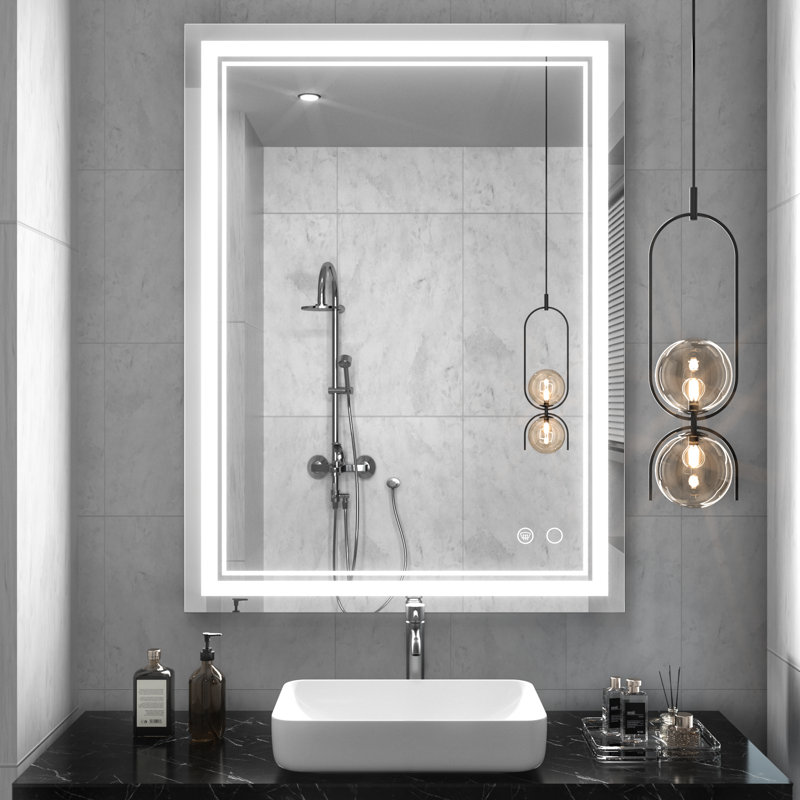 Orren Ellis Adorna Frameless LED 3 Color Dimmable Lighting Bathroom